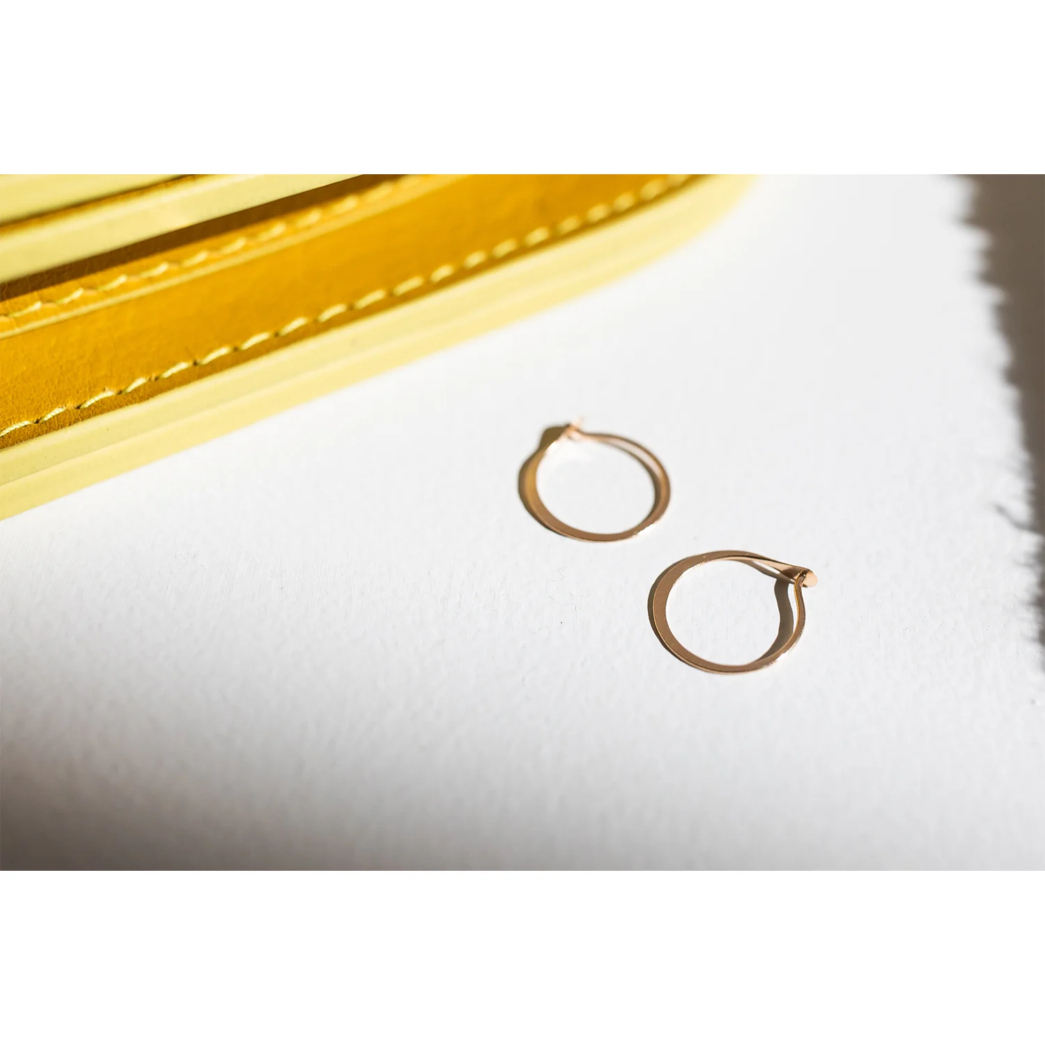 Melissa Joy Manning Small Forged Round Hoops in 14k Gold - Image 5