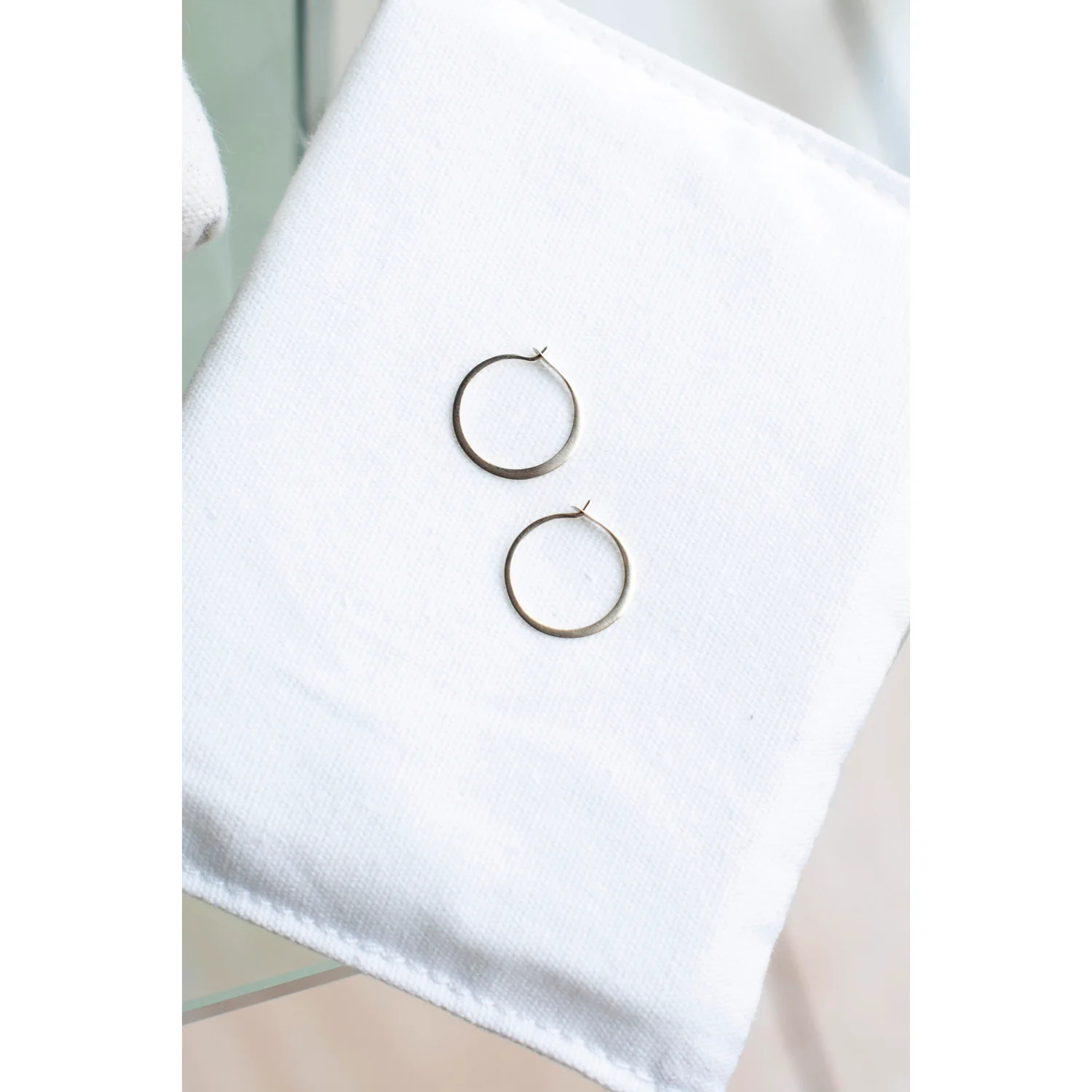 Melissa Joy Manning Small Forged Round Hoops in 14k Gold - Image 6