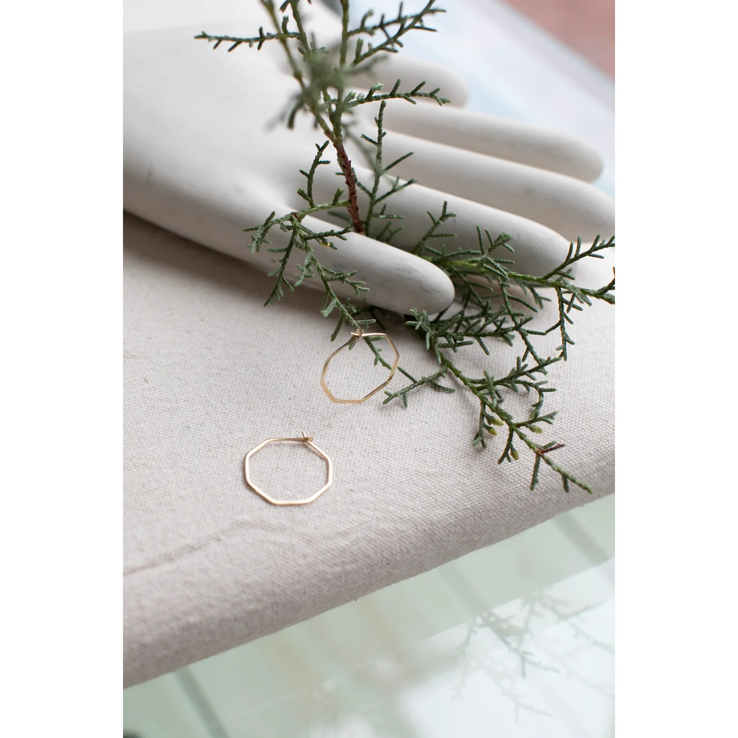 Melissa Joy Manning Small Octagon Hoops in 14k Gold - Image 4