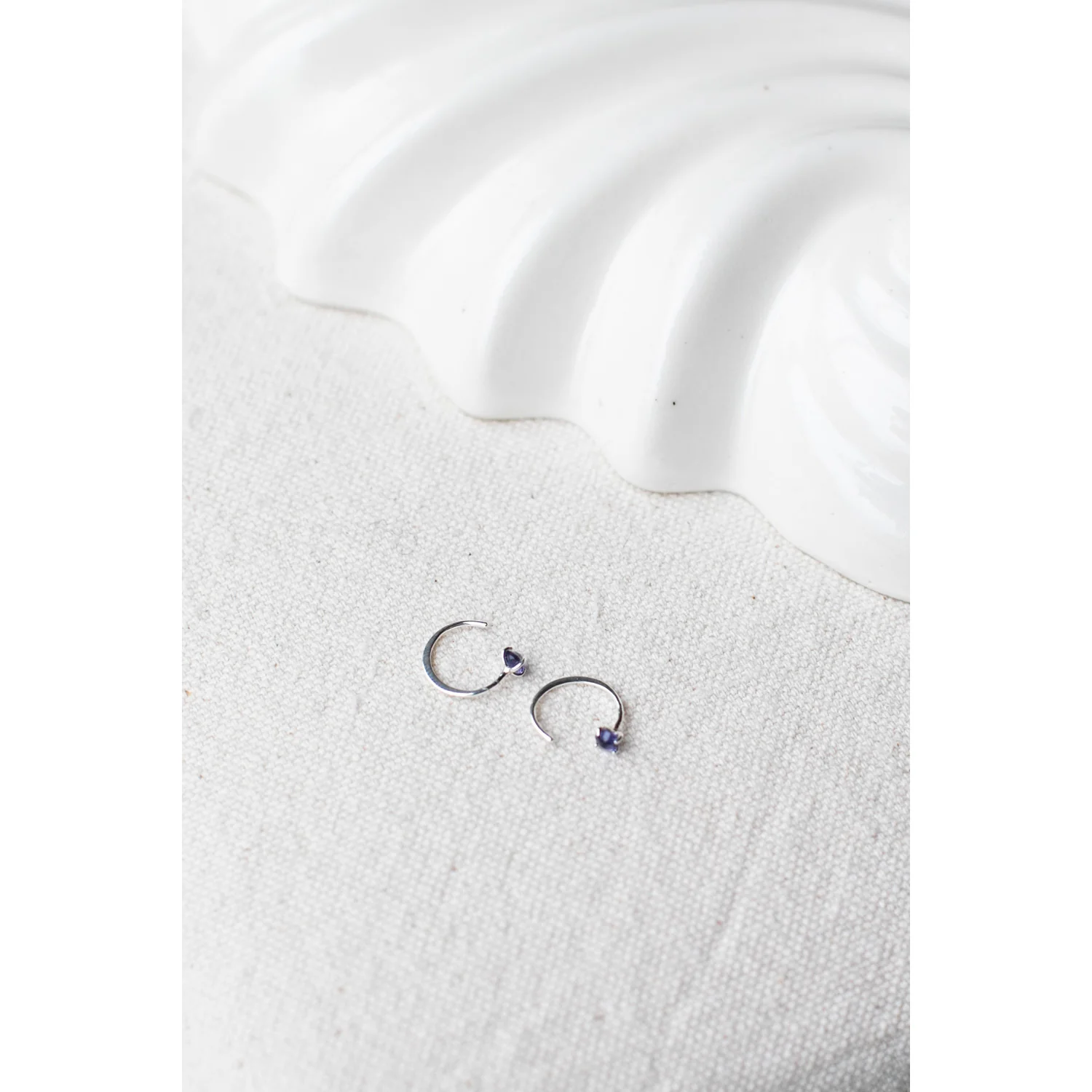 Melissa Joy Manning Hug Earrings in Sterling Silver and Iolite - Image 2