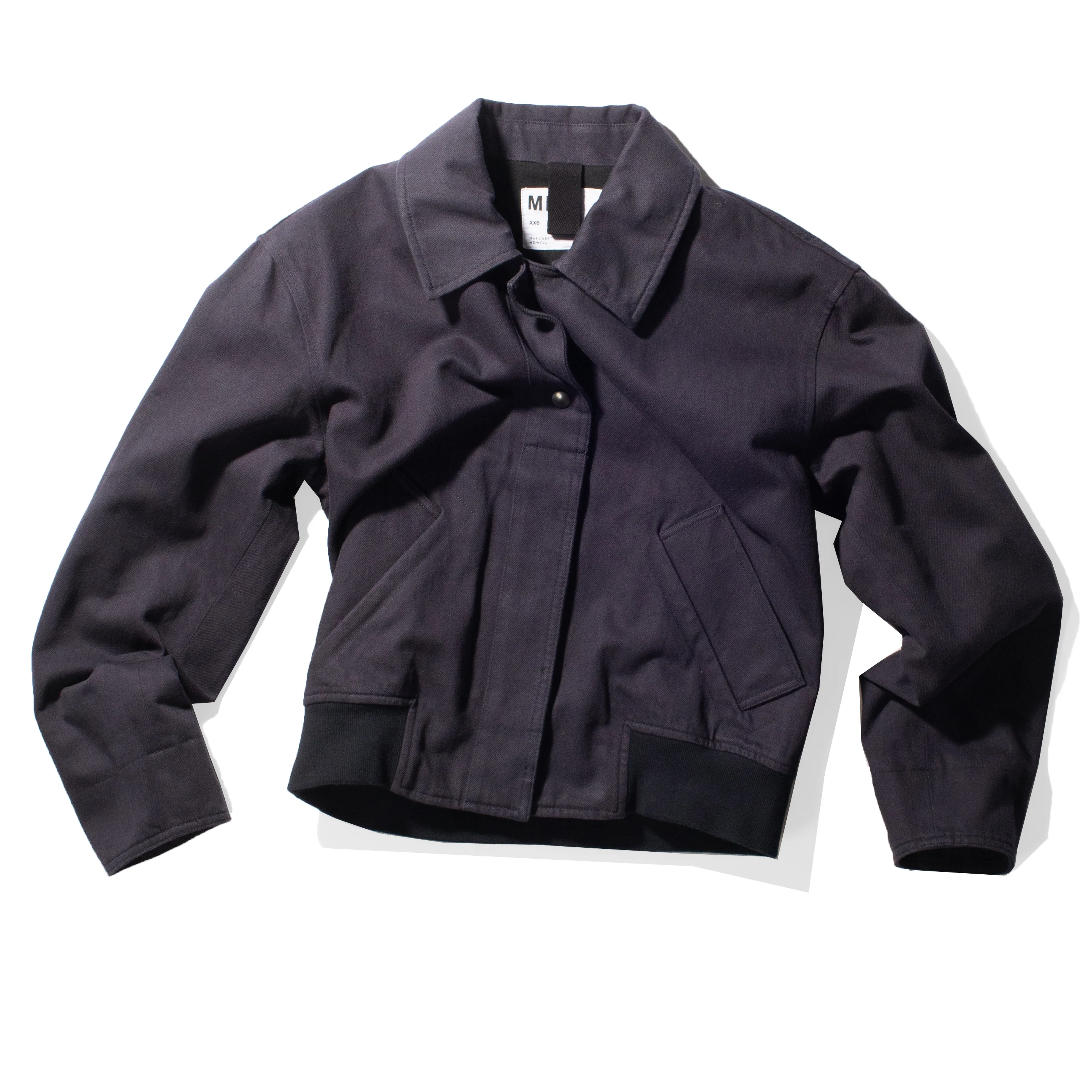 MHL. Cropped Bomber Jacket in Ink Worn Cotton Drill