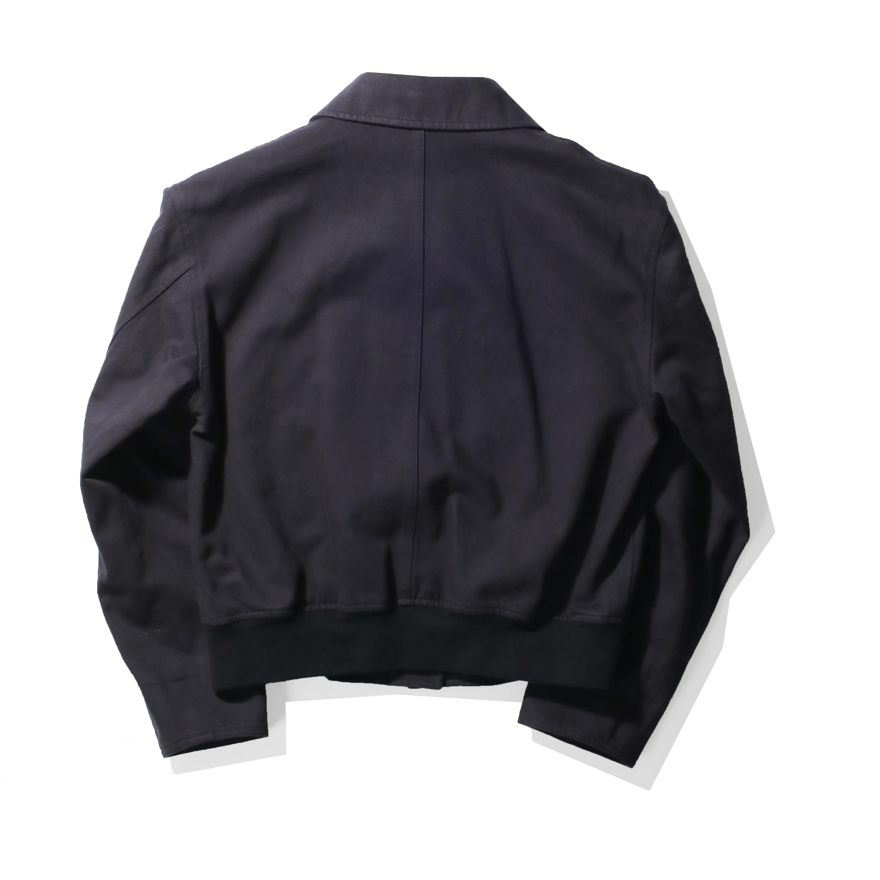 MHL. Cropped Bomber Jacket in Ink Worn Cotton Drill - Image 3