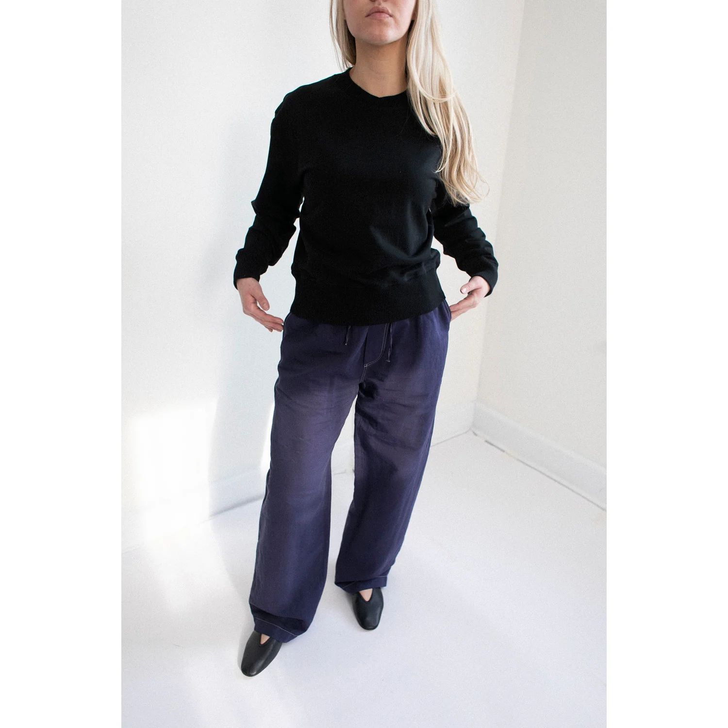 MHL. Cross Neck Crew Sweatshirt in Black - Image 8
