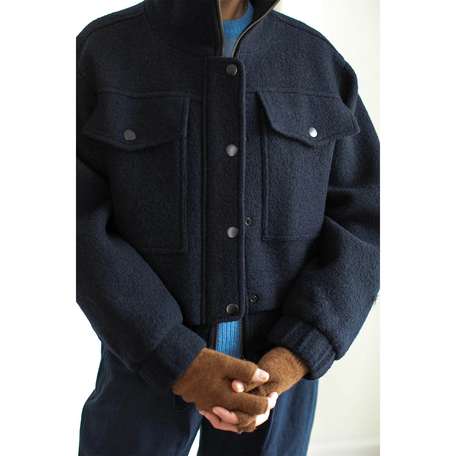 MHL. Cut Off Glove in Conker Lambswool - Image 6
