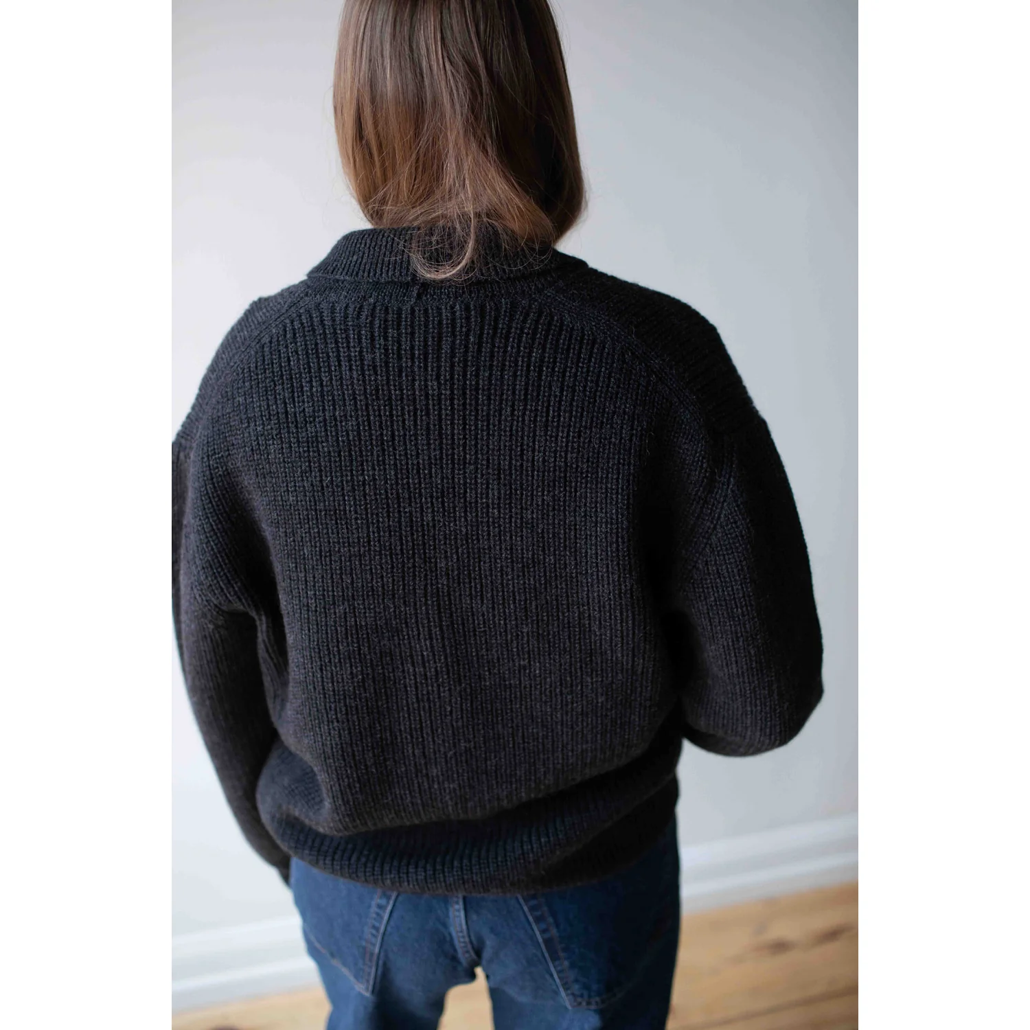 MHL. Shawl Collar Cardigan in Charcoal Wool - Image 8