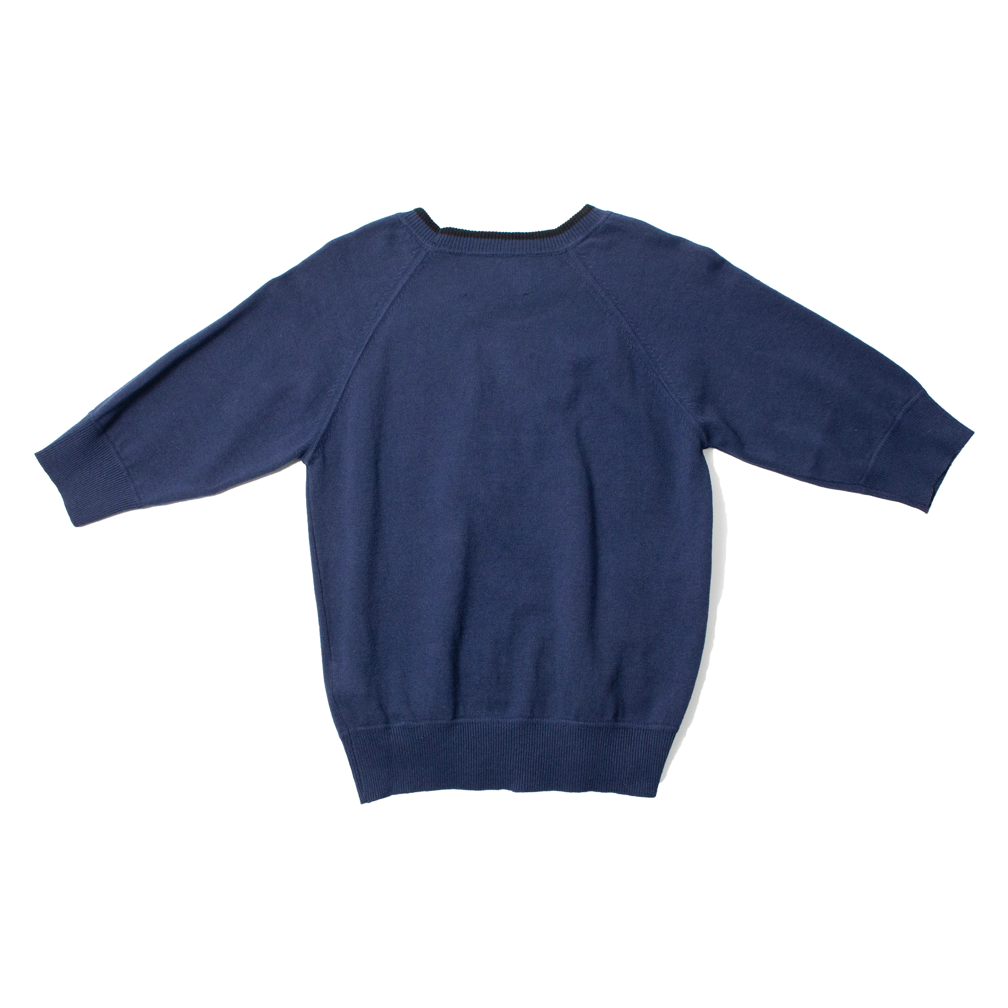 MHL. Tipped Crew Neck T-Shirt in Blue Hemp Cotton Workwear - Image 3