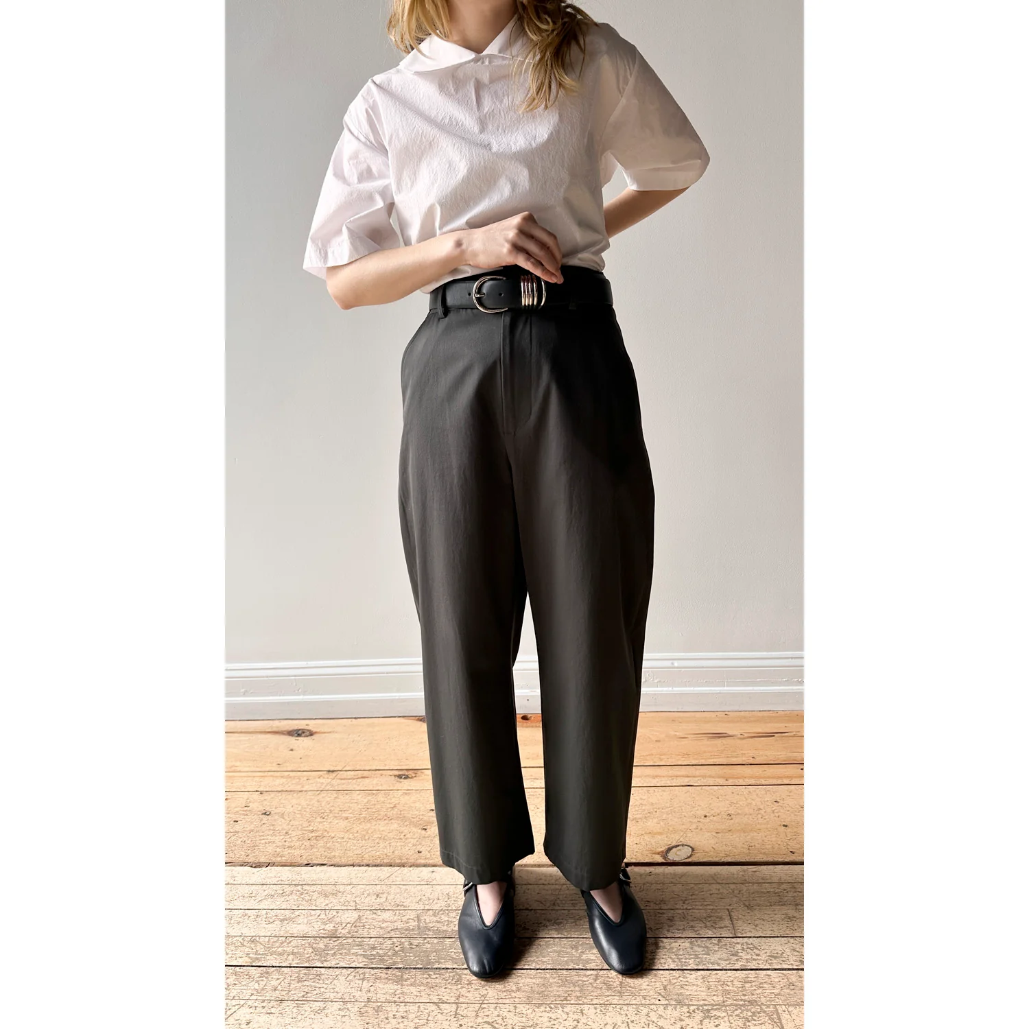 Nicholson & Nicholson Ecru Pants in Charcoal - Image 4