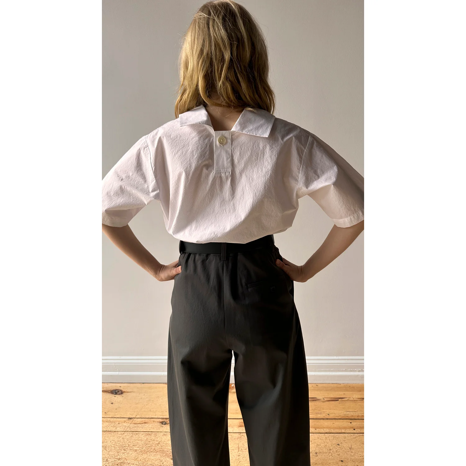 Nicholson & Nicholson Ecru Pants in Charcoal - Image 6