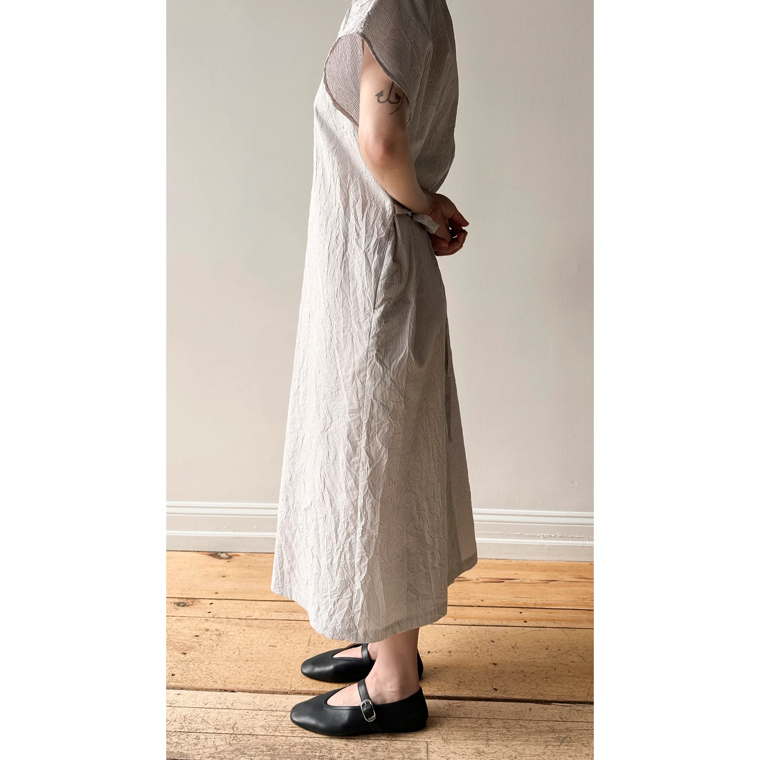 Nicholson & Nicholson Eve Dress in Grey Stripes - Image 6