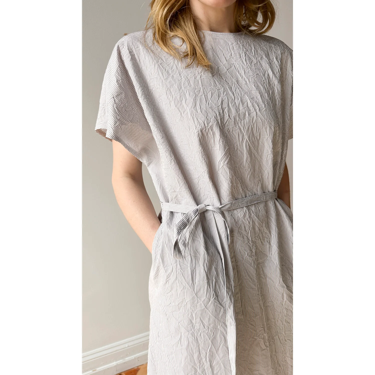 Nicholson & Nicholson Eve Dress in Grey Stripes - Image 7