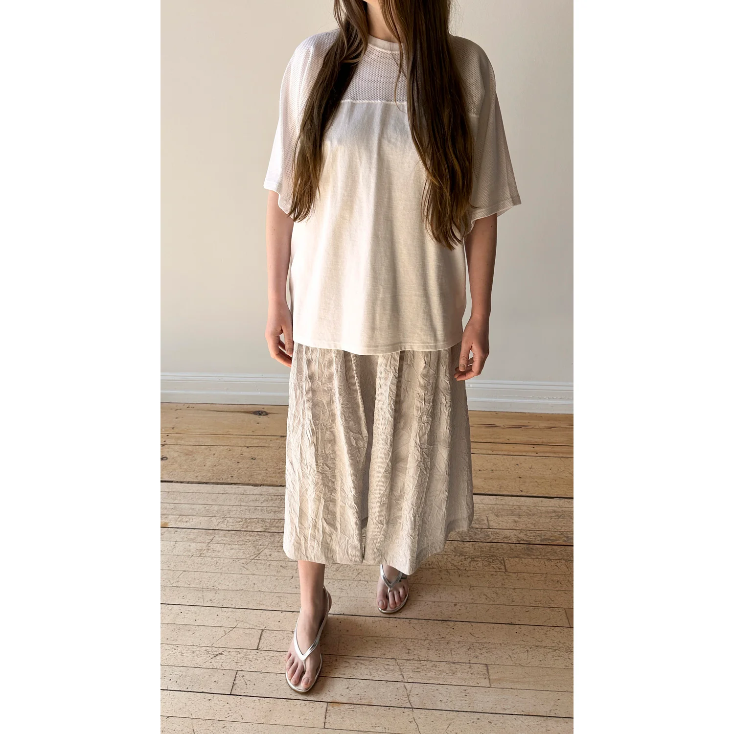 Nicholson & Nicholson Mira Skirt in Grey Stripes - Image 4