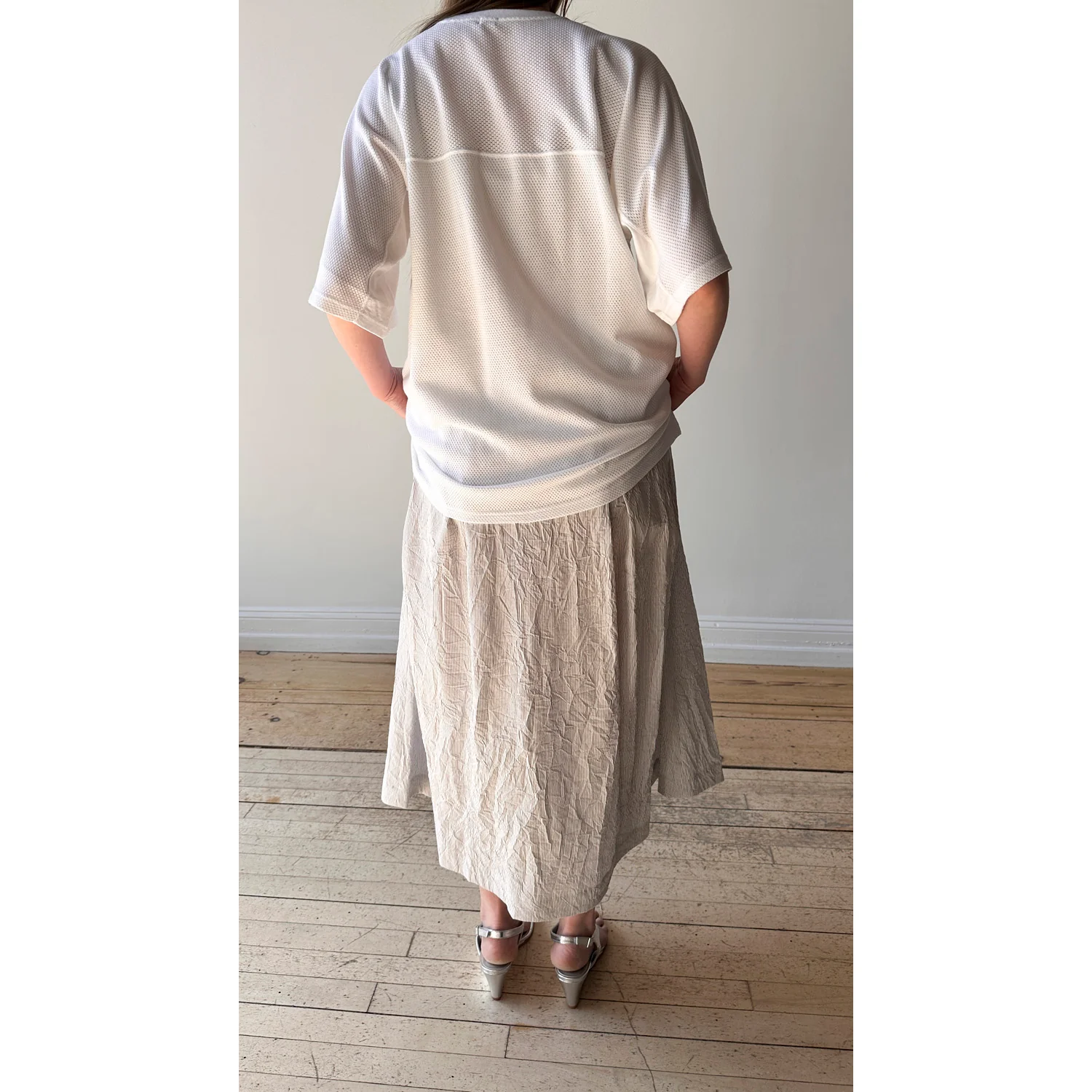 Nicholson & Nicholson Mira Skirt in Grey Stripes - Image 7