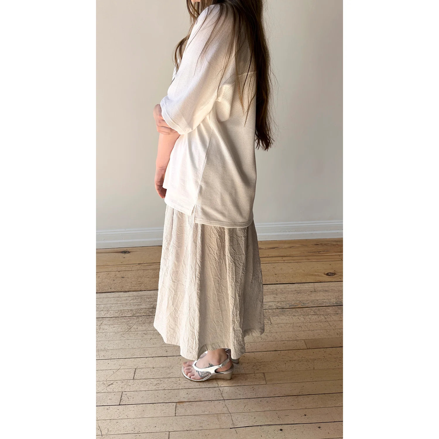 Nicholson & Nicholson Mira Skirt in Khaki Check - Image 6