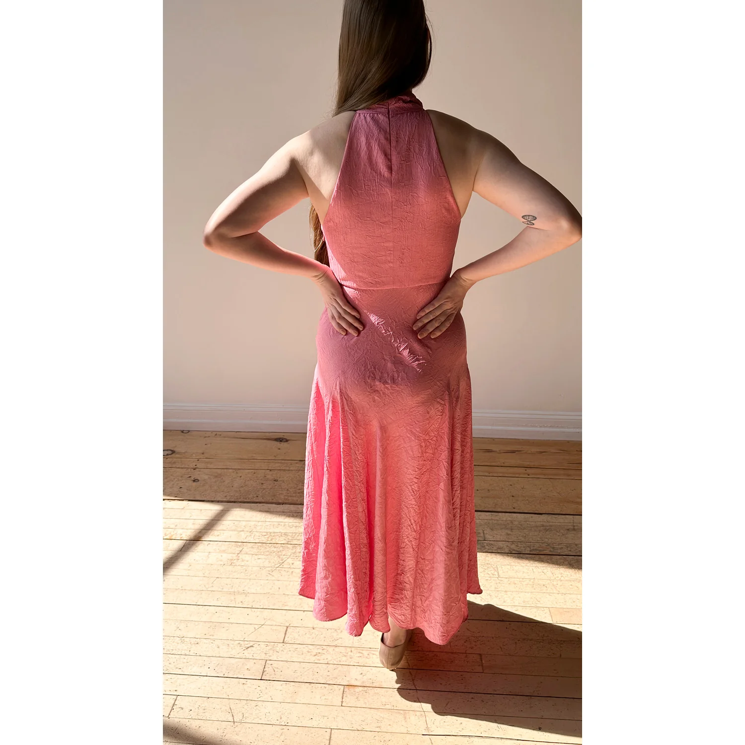 Nomia Scarf Bias Maxi Dress in Peony - Image 10
