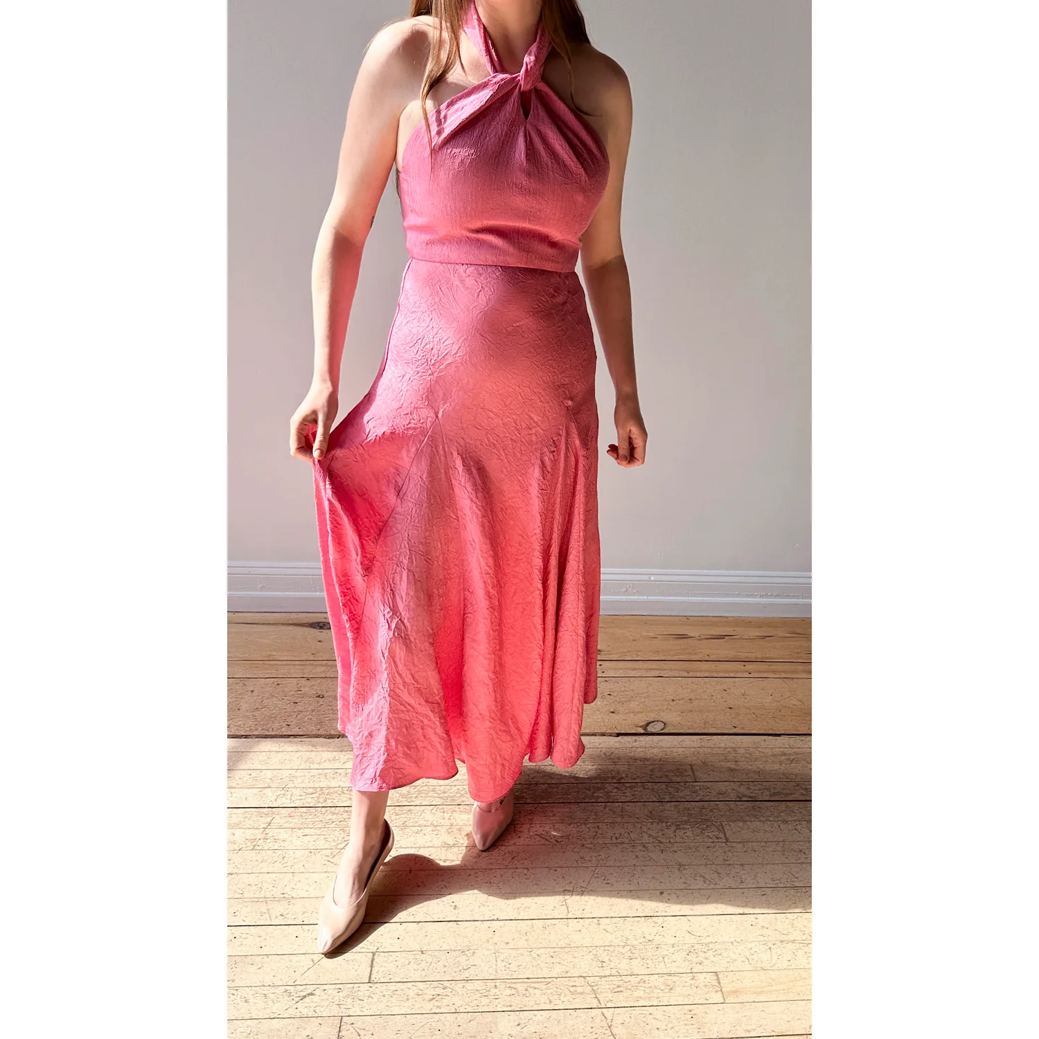 Nomia Scarf Bias Maxi Dress in Peony - Image 4