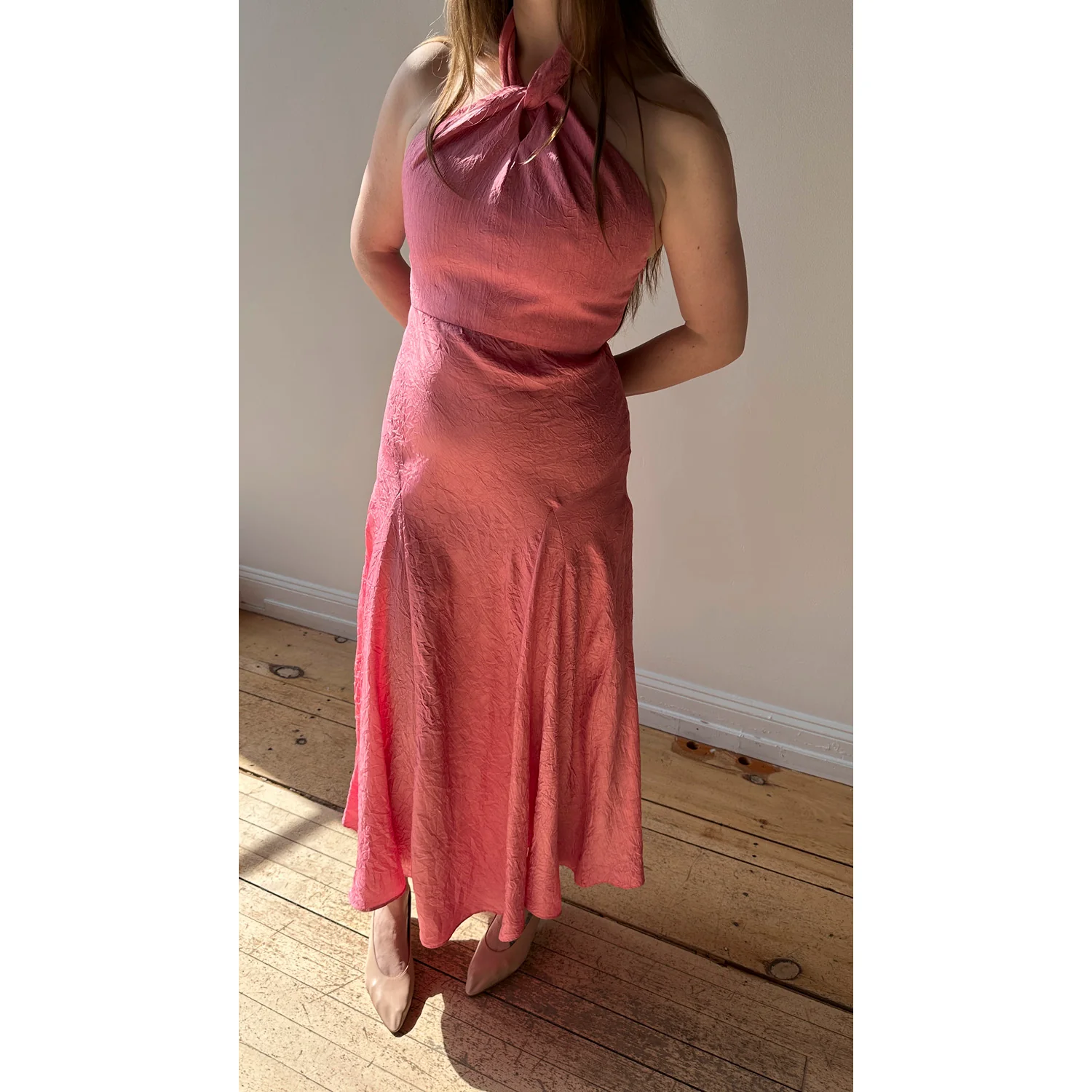 Nomia Scarf Bias Maxi Dress in Peony - Image 8