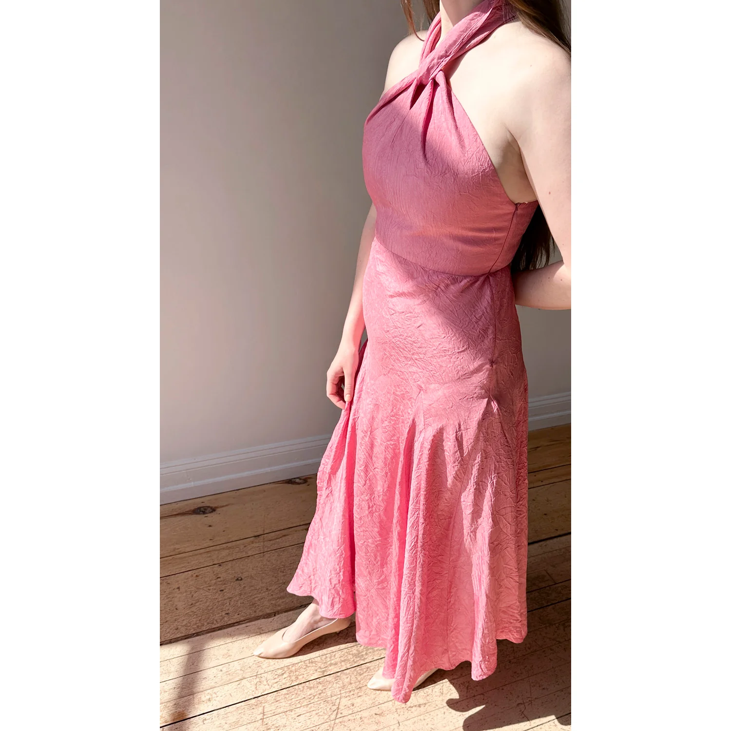 Nomia Scarf Bias Maxi Dress in Peony - Image 9
