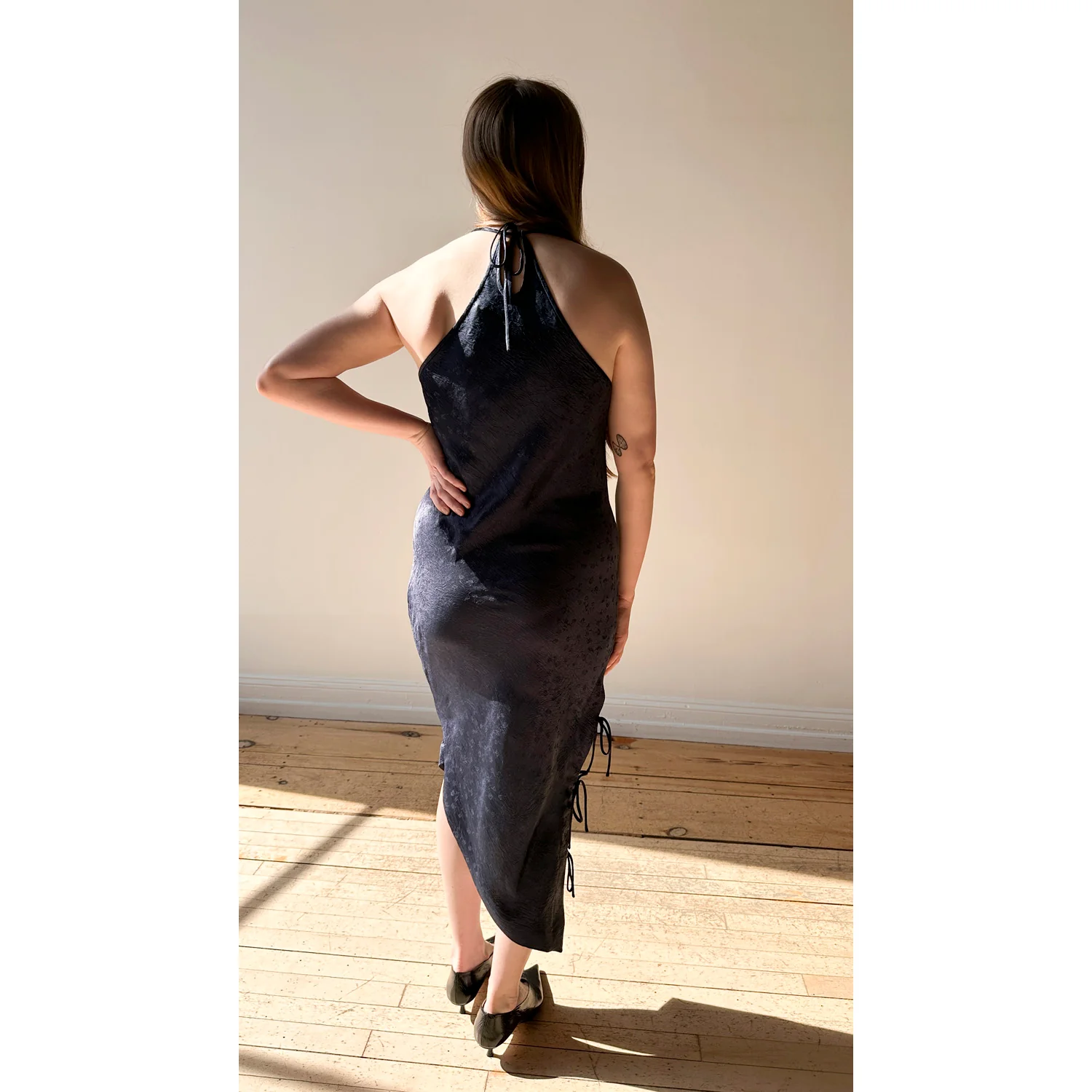 Nomia Side Tie Bias Dress in Ink - Image 10