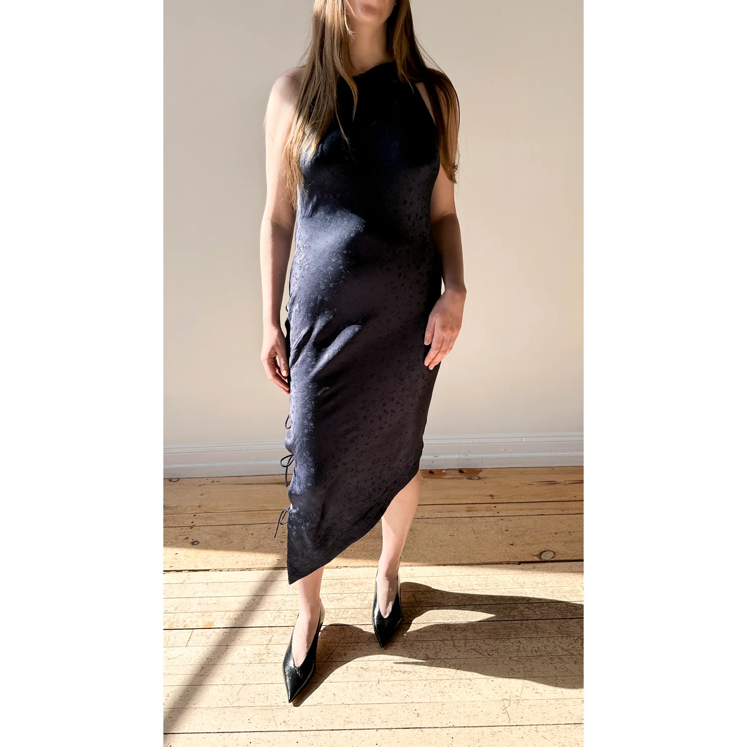 Nomia Side Tie Bias Dress in Ink - Image 4
