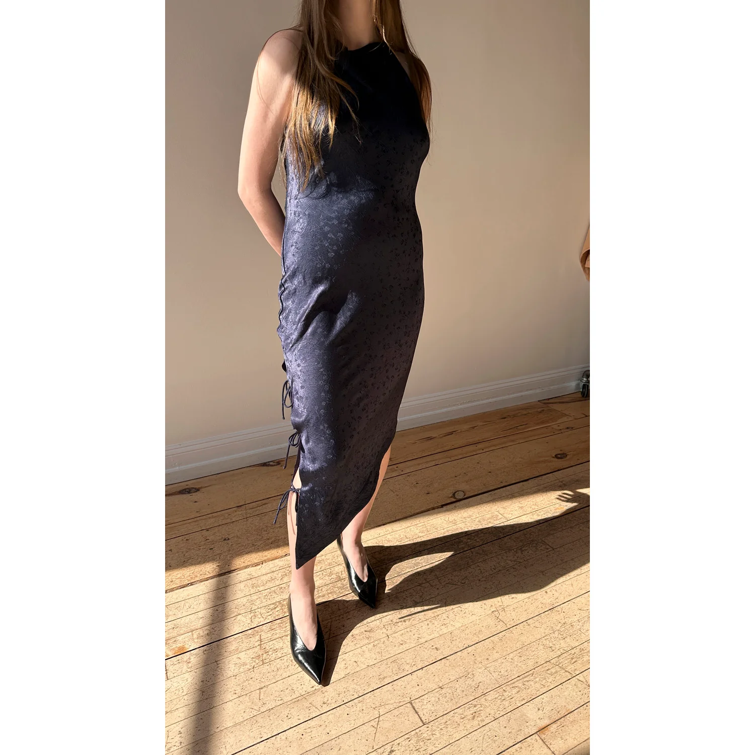 Nomia Side Tie Bias Dress in Ink - Image 5
