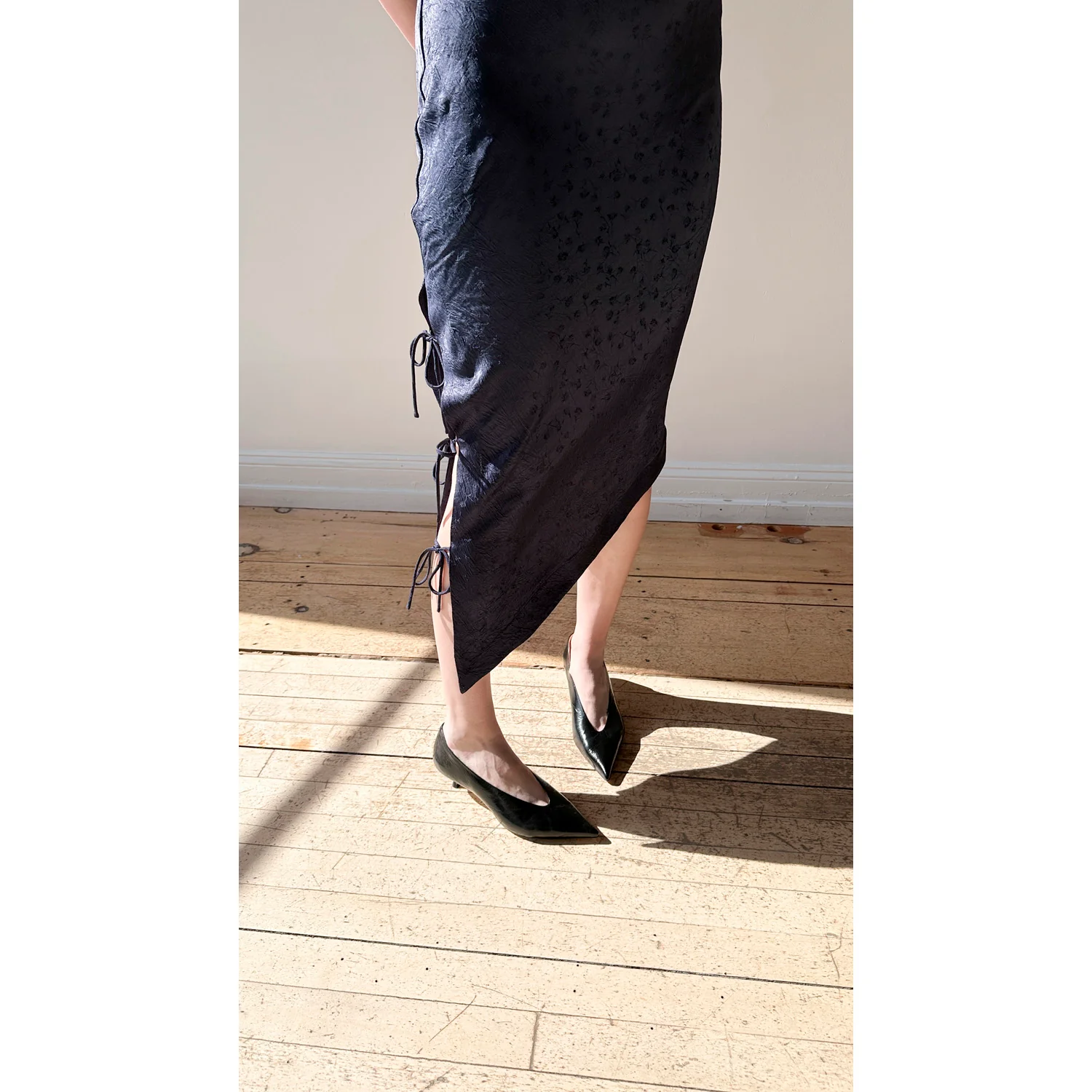 Nomia Side Tie Bias Dress in Ink - Image 7