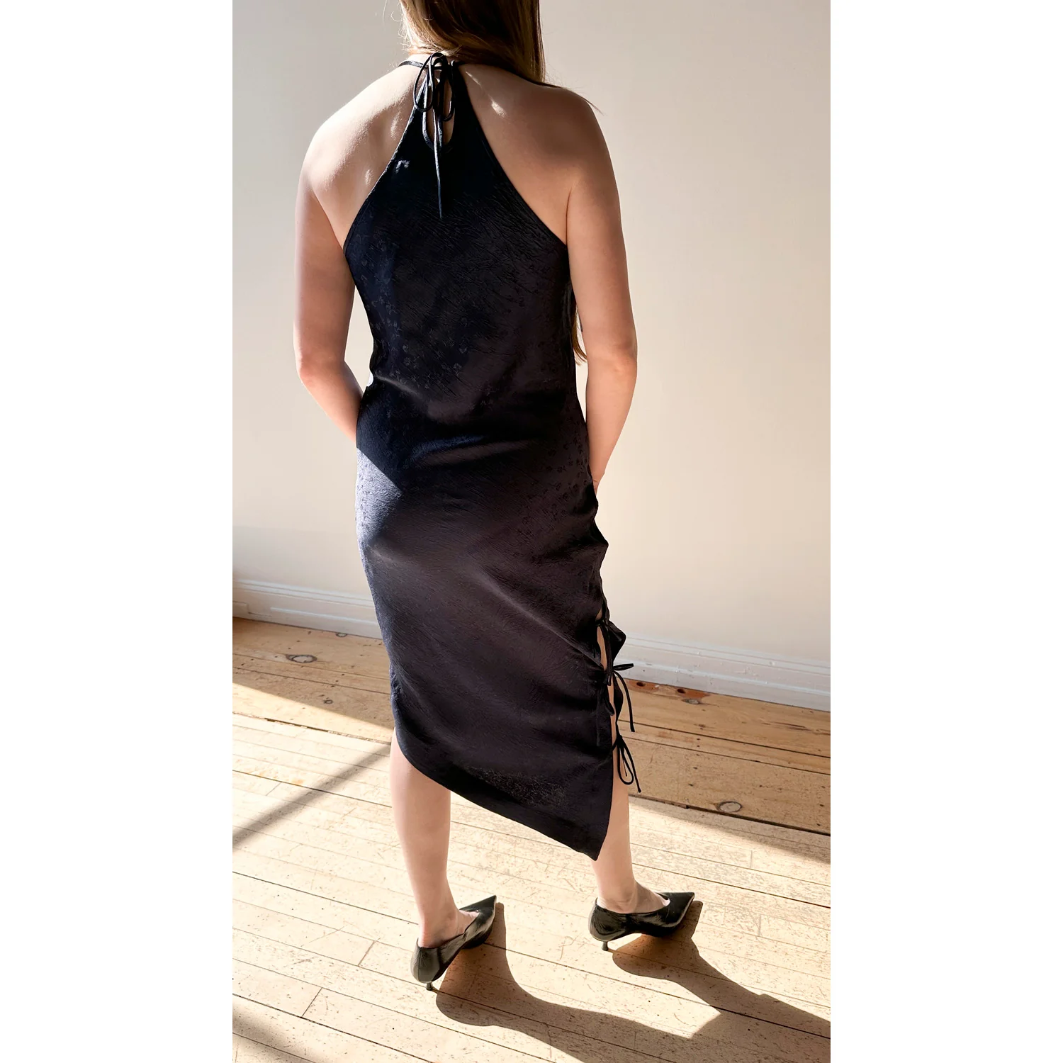 Nomia Side Tie Bias Dress in Ink - Image 9