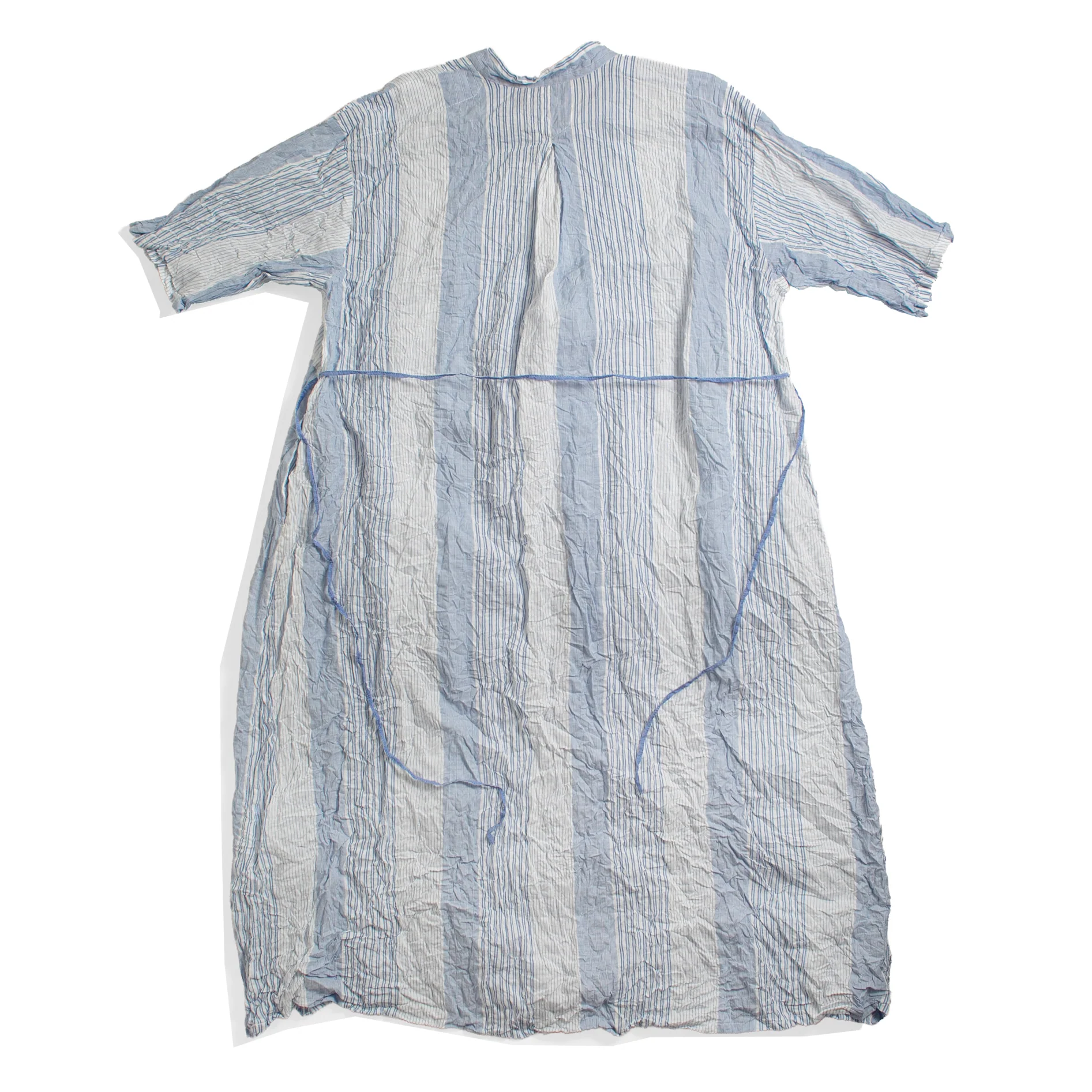 Pas de Calais Blue Shirring Stripe Dress in Off White - Image 3