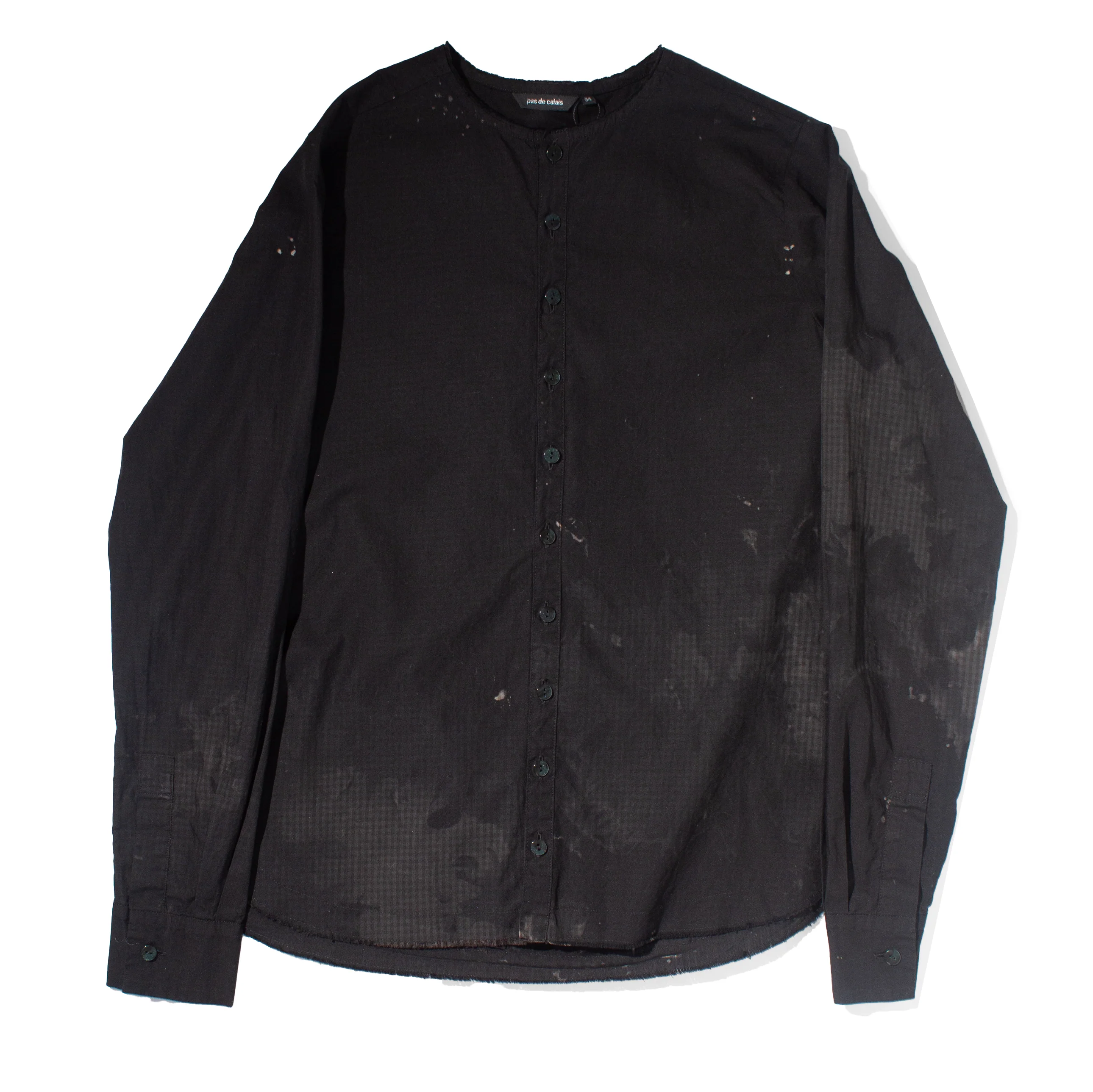 Pas de Calais Cotton Checkered Crewneck Shirt in Black - Image 2