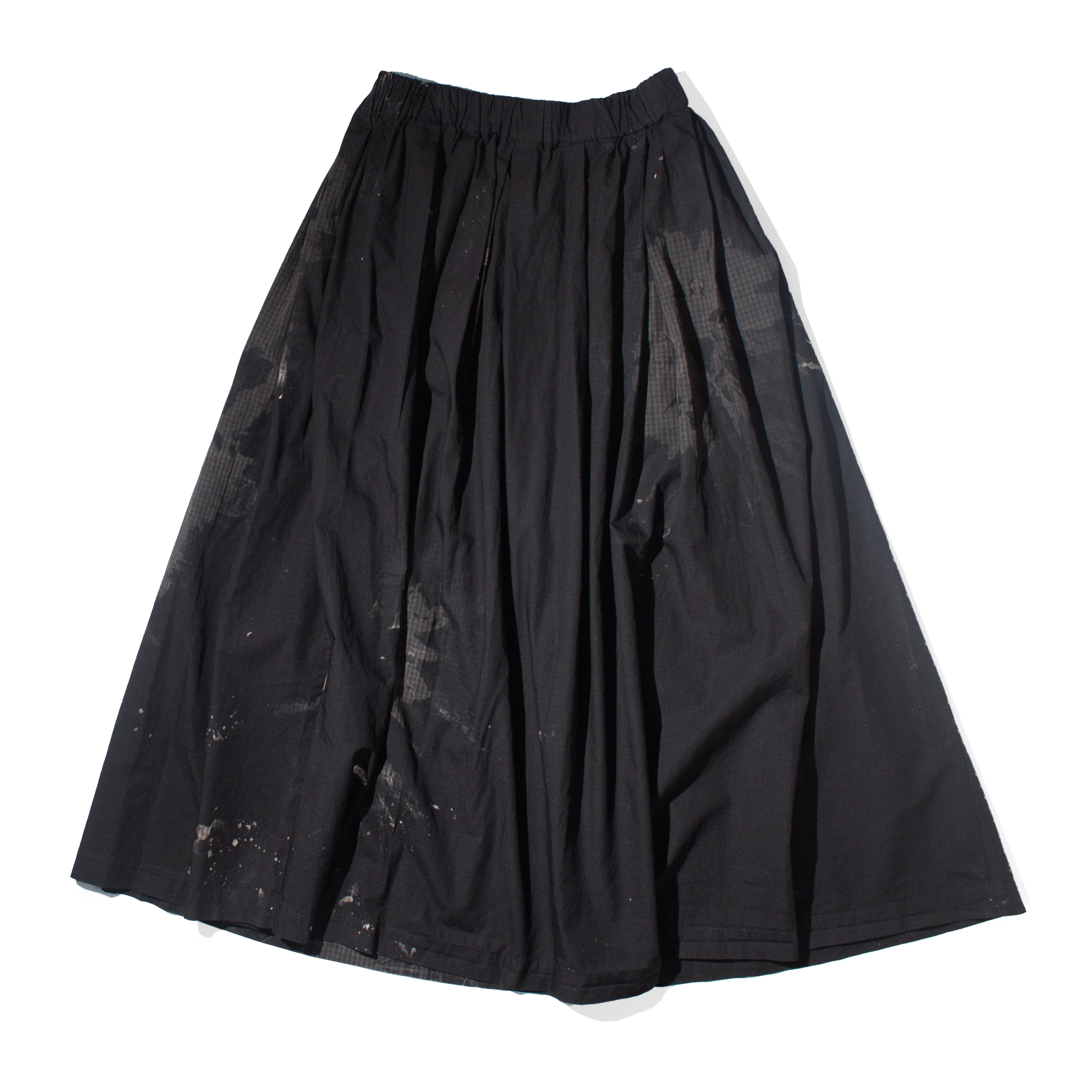 Pas de Calais Cotton Checkered Gathered Skirt in Black - Image 3