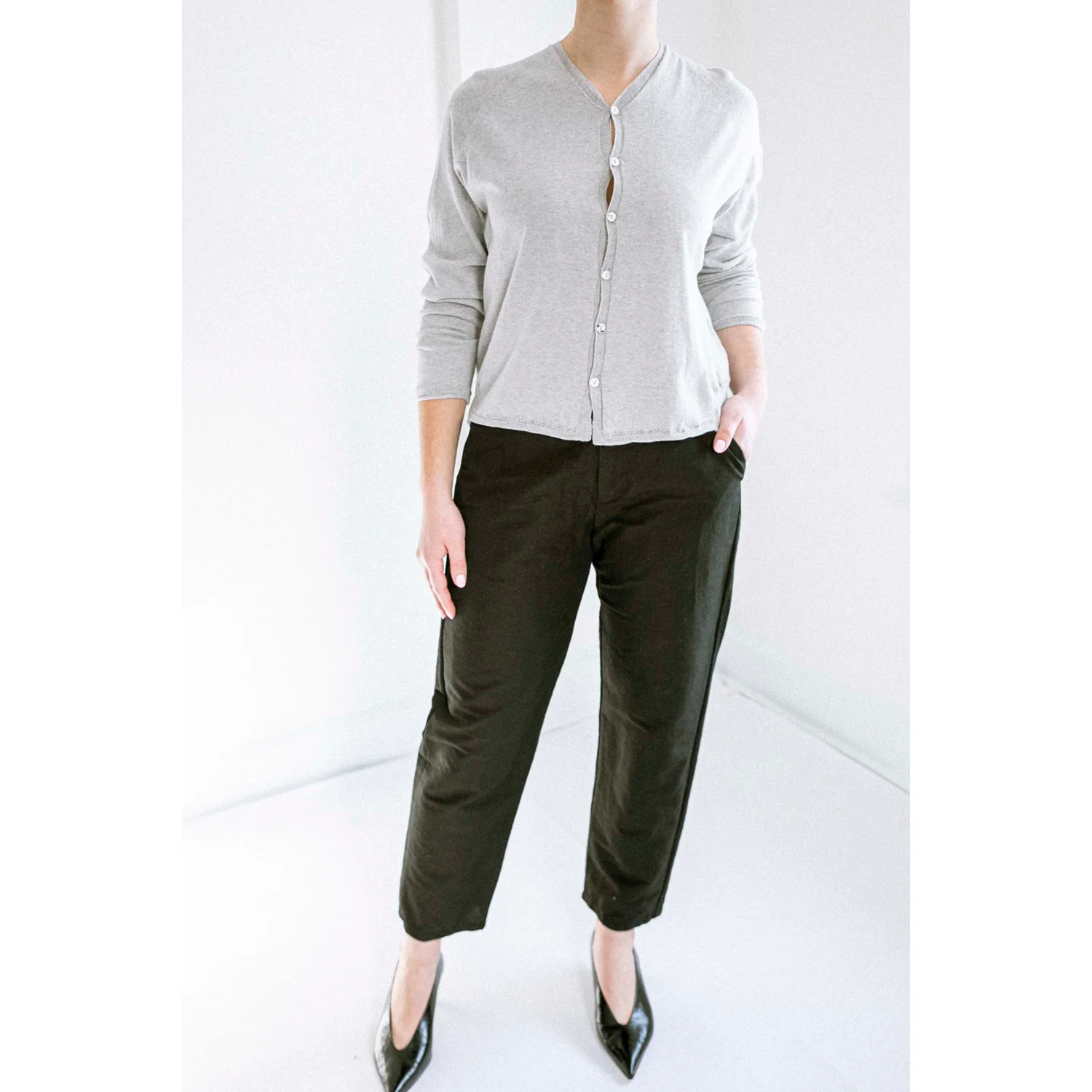 Pas de Calais High Density Linen Cotton Pants in Black - Image 6