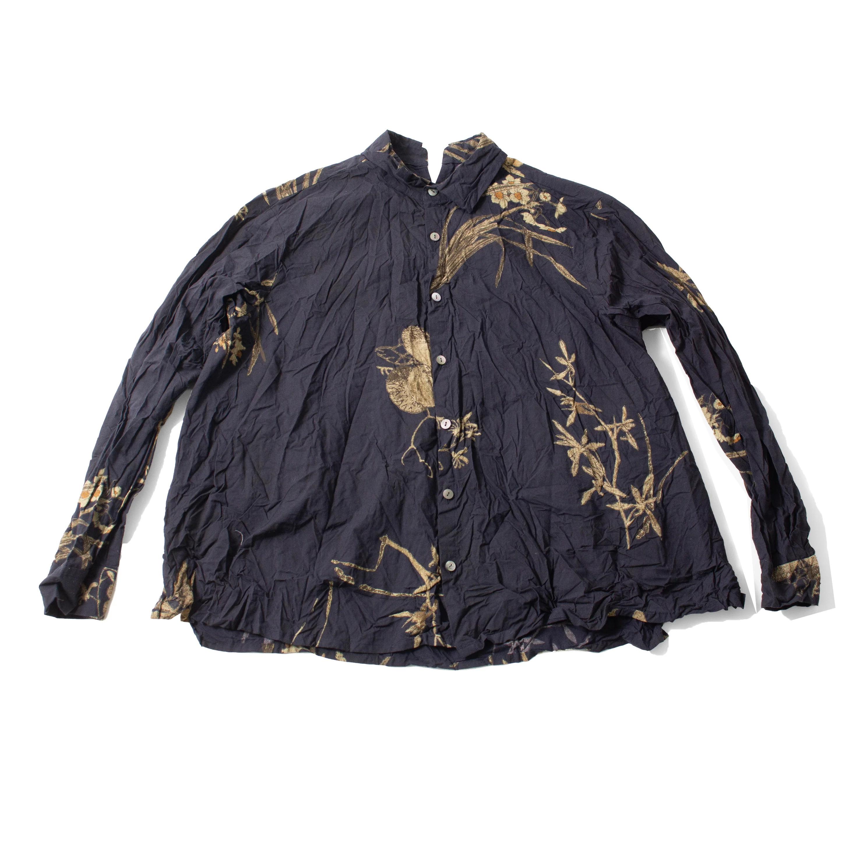 Pas de Calais Japonism Flower Print Blouse in Navy - Image 2
