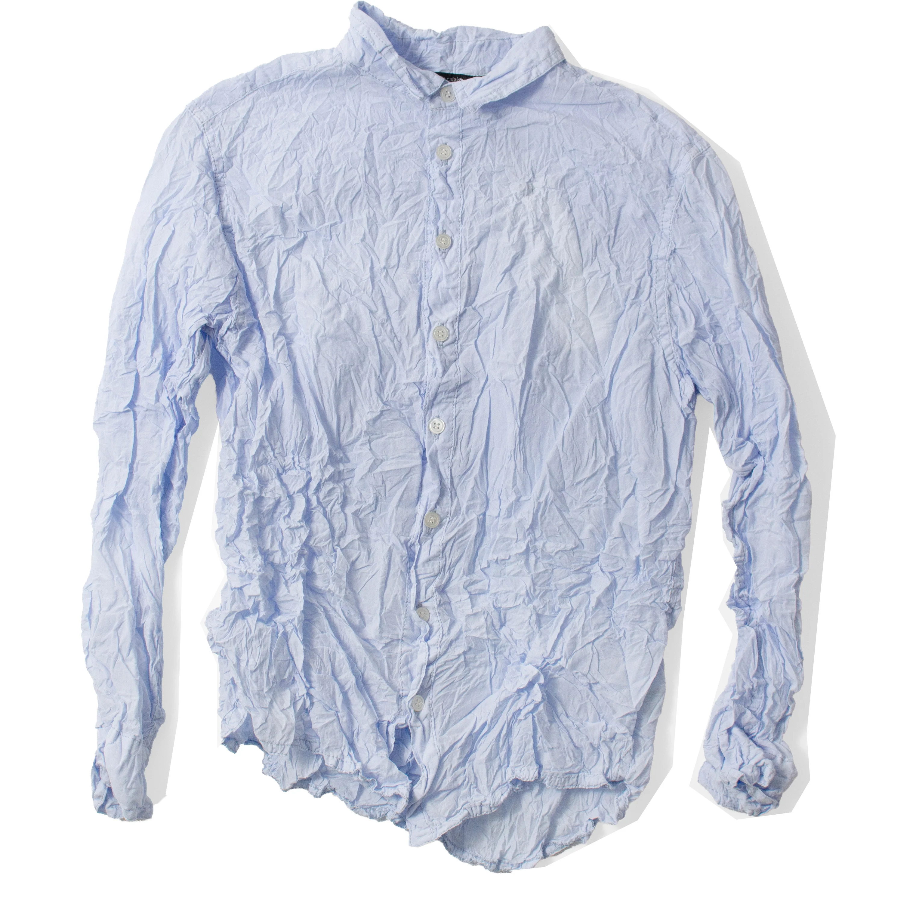 Pas de Calais Washed Cotton Crinkle Classic Shirt in Saxe Blue - Image 2