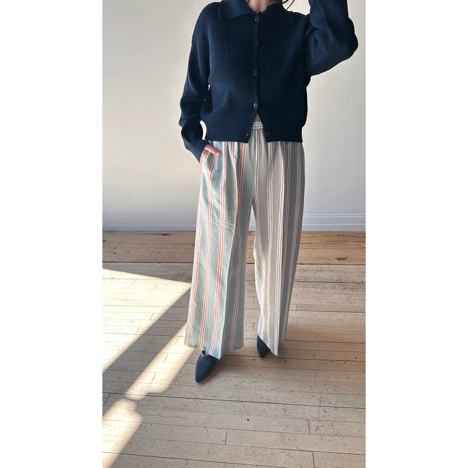 Proche Cabana Stripe Sunday Pant in Dove/Seafoam - Image 5