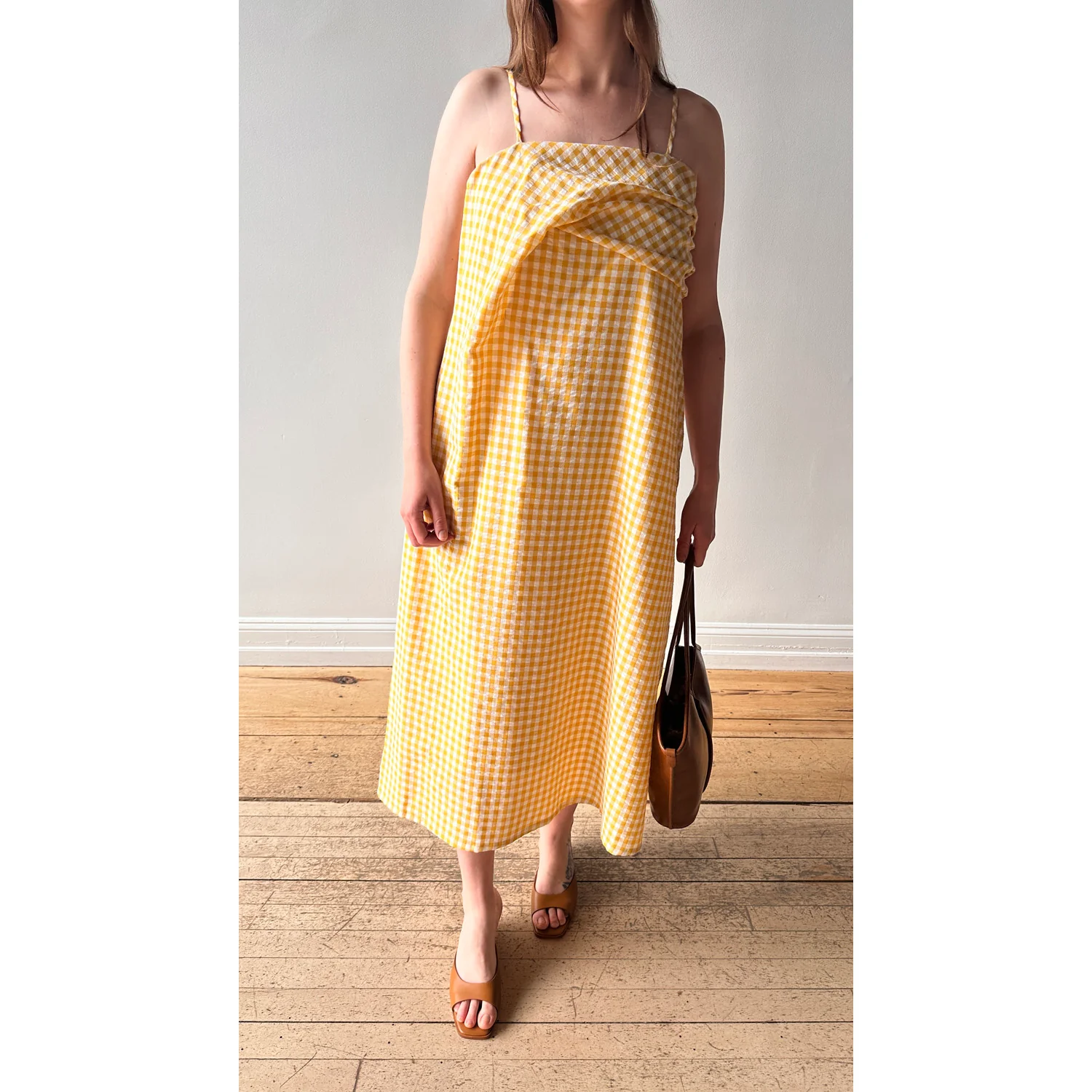 Proche Wave Draped Sheath Dress in Butter Yellow - Image 4