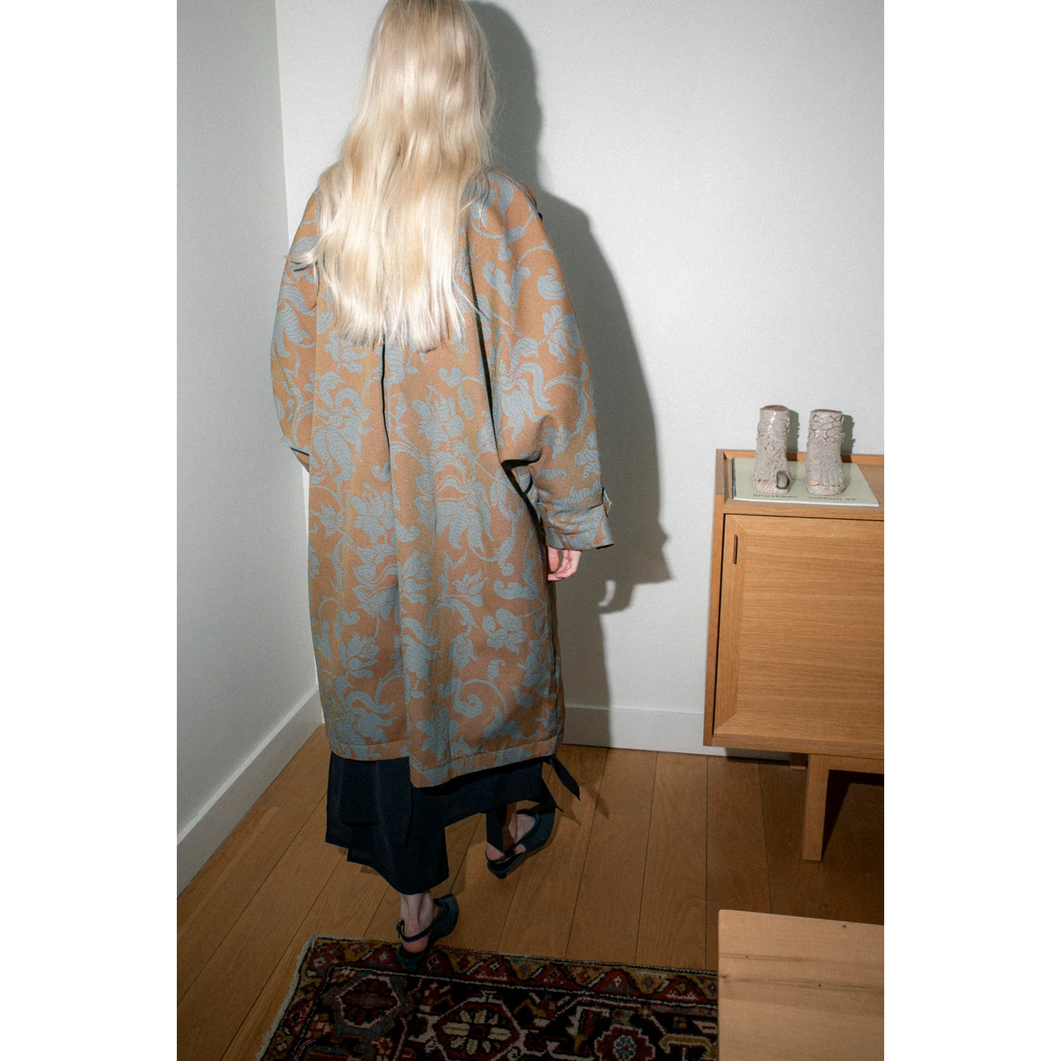 Rodebjer Melbourne French Lily Coat in Teal/Brown - Image 6