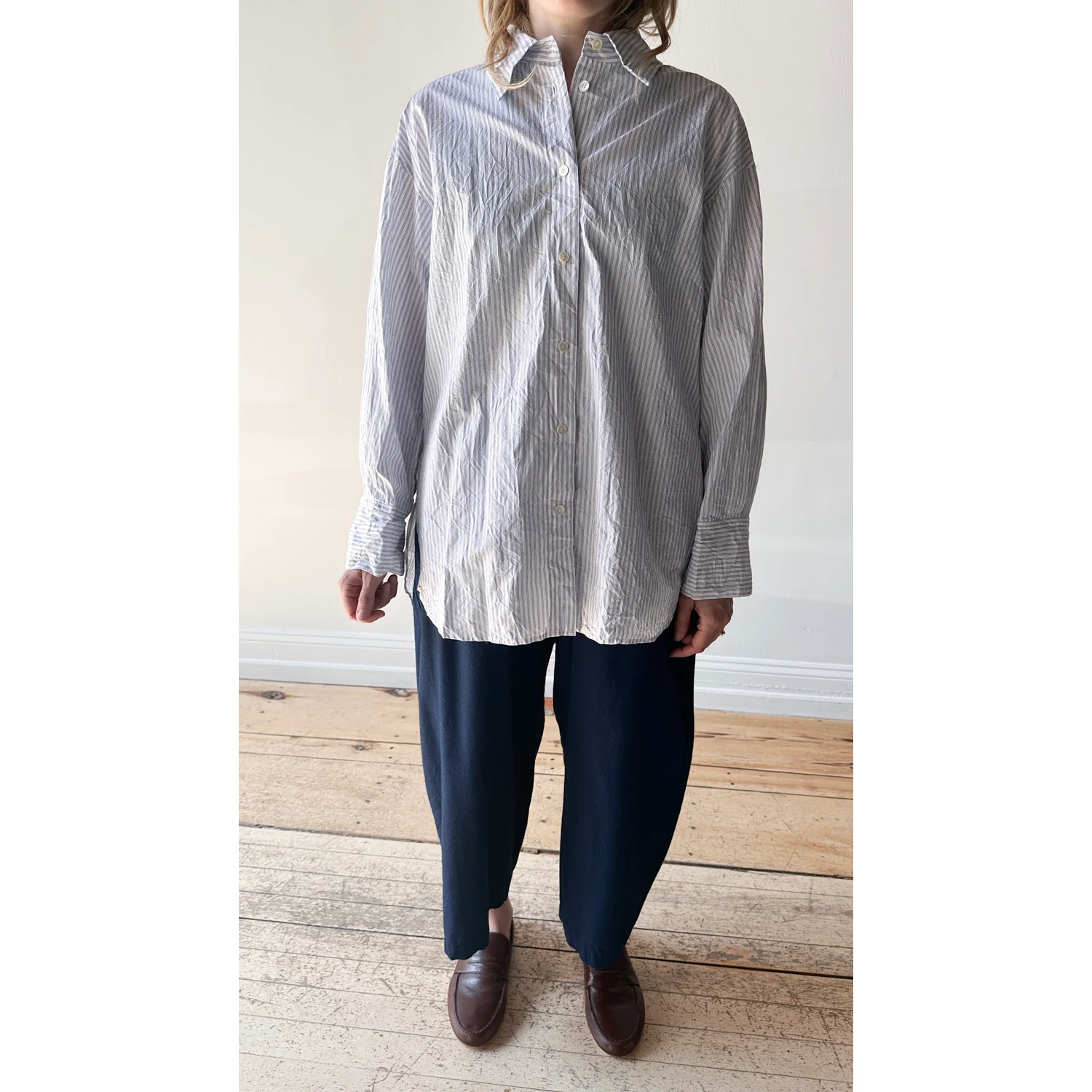 Sayaka Davis Crinkled Oversized Shirt in Stripes - Image 5