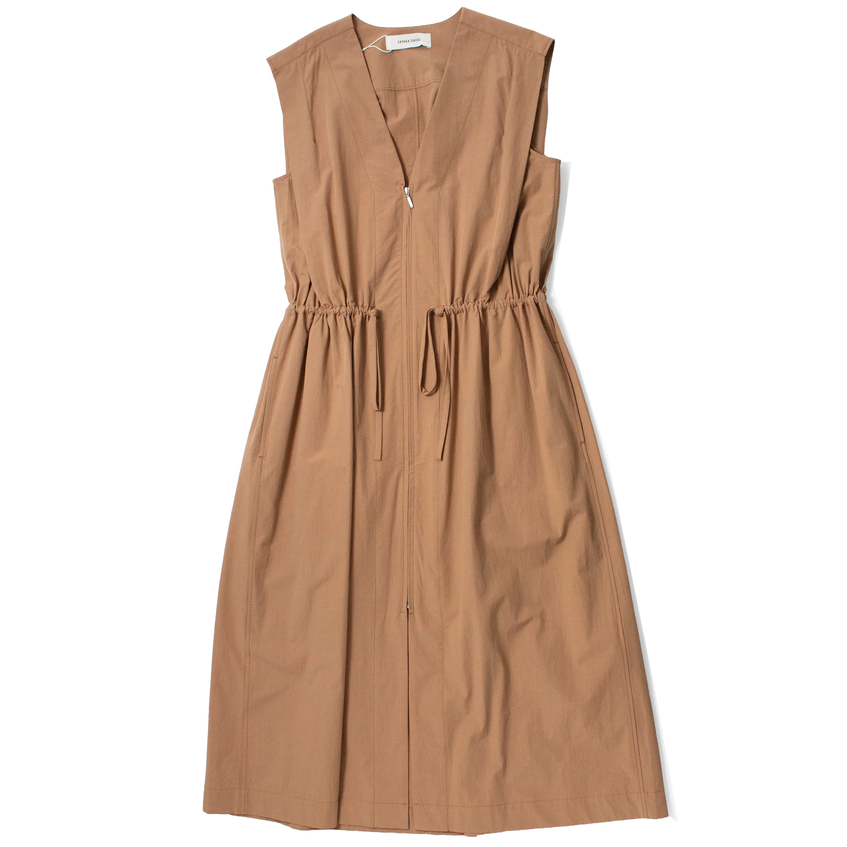 Sayaka Davis Drawstring Waist Dress in Tan Brown - Image 2