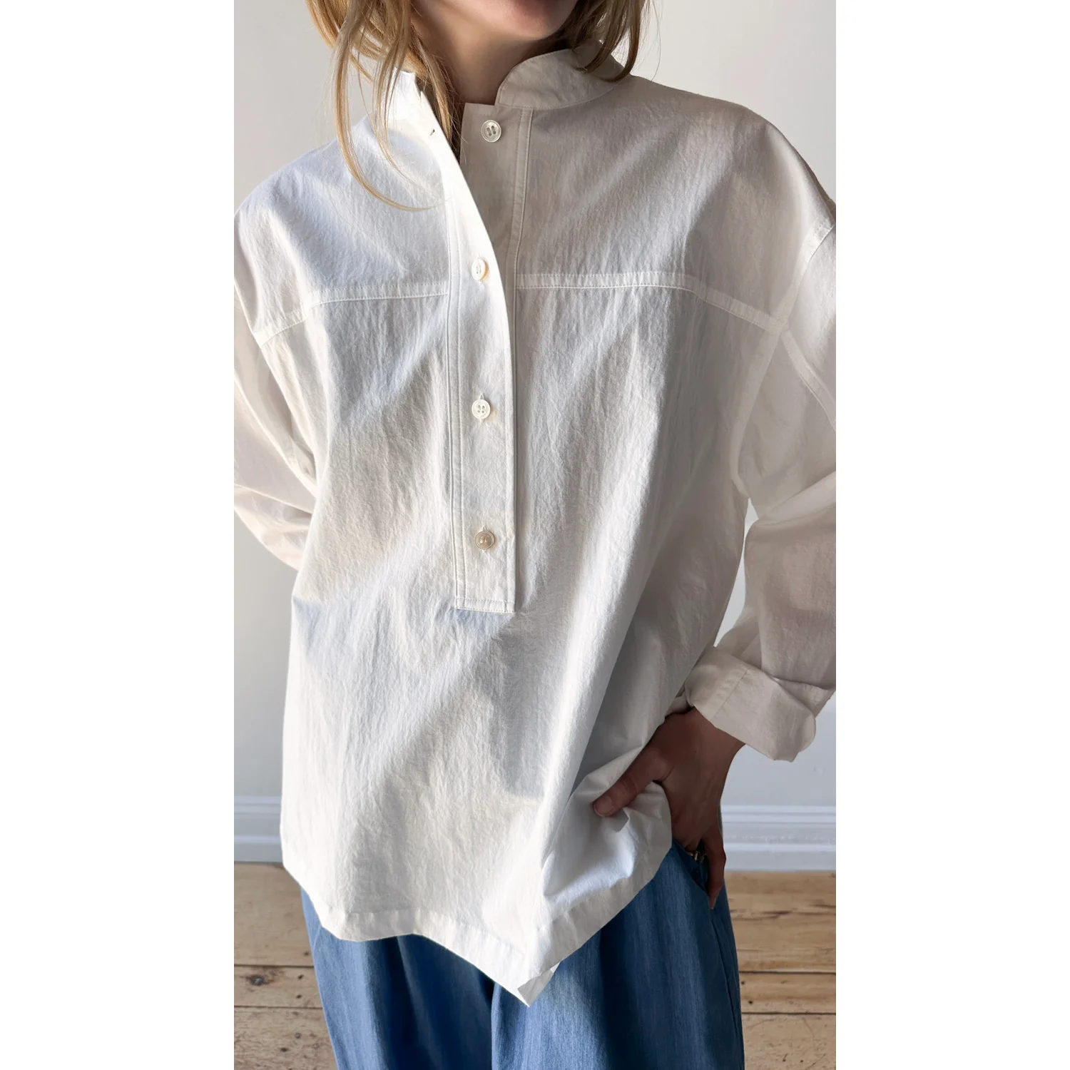 Studio Nicholson Vega Shirt in Optic White - Image 4